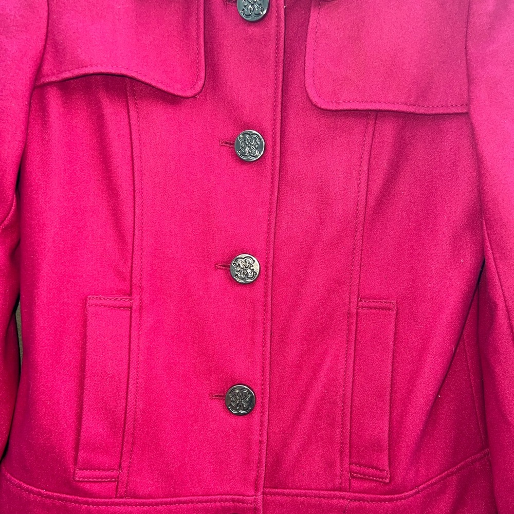Guess Los Angeles fuchsia ruffle pea coat - Picture 2 of 8